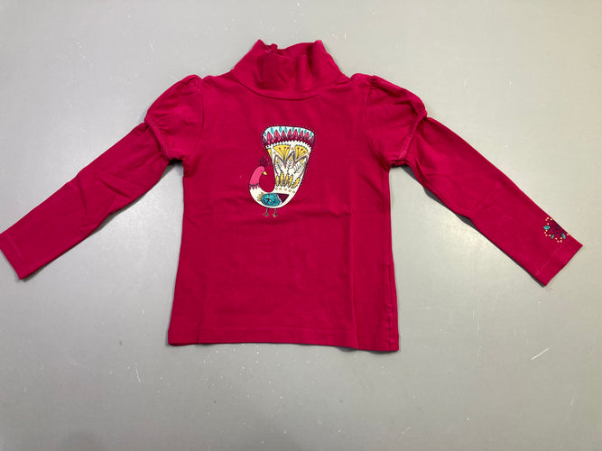 T-shirt m.l col roulé fuchsia paon, moins cher chez Petit Kiwi