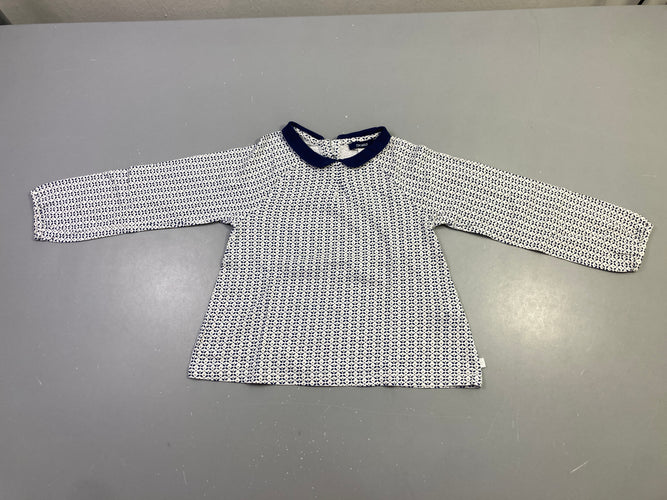 T-shirt m.l blanche motifs marine col marine, moins cher chez Petit Kiwi