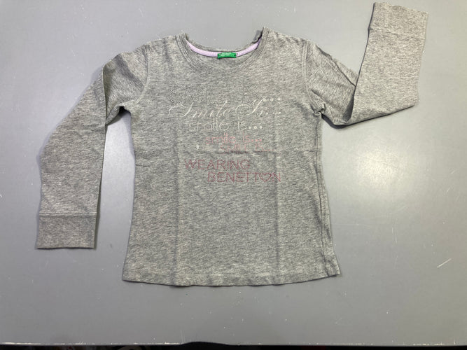 T-shirt m.l gris chiné "Smile is wearing Benetton", moins cher chez Petit Kiwi