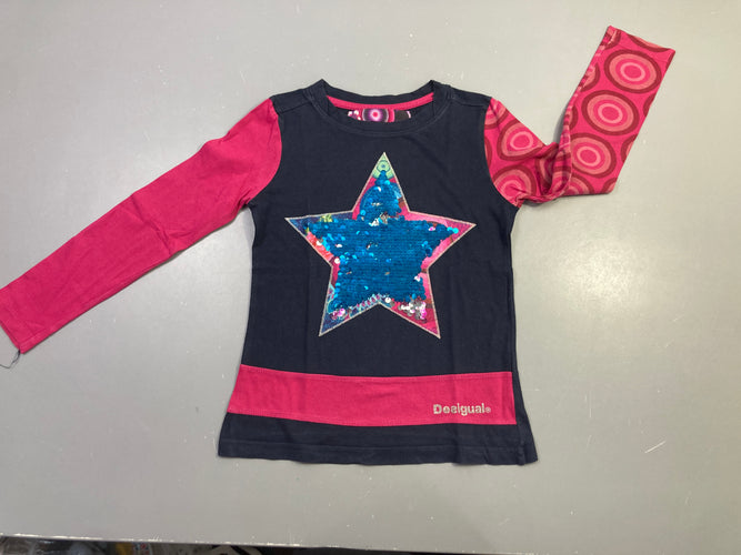 T-shirt m.l marine rose étoile sequins, moins cher chez Petit Kiwi