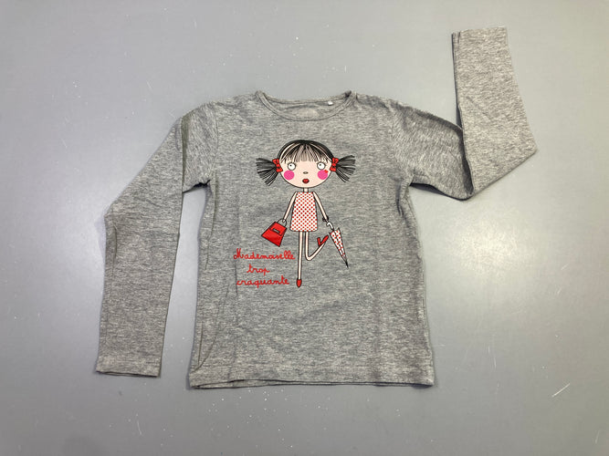 T-shirt m.l gris chiné "Mademoiselle trop craquante", moins cher chez Petit Kiwi