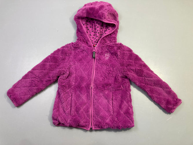 Gilet zippé fourrure violette capuche, moins cher chez Petit Kiwi