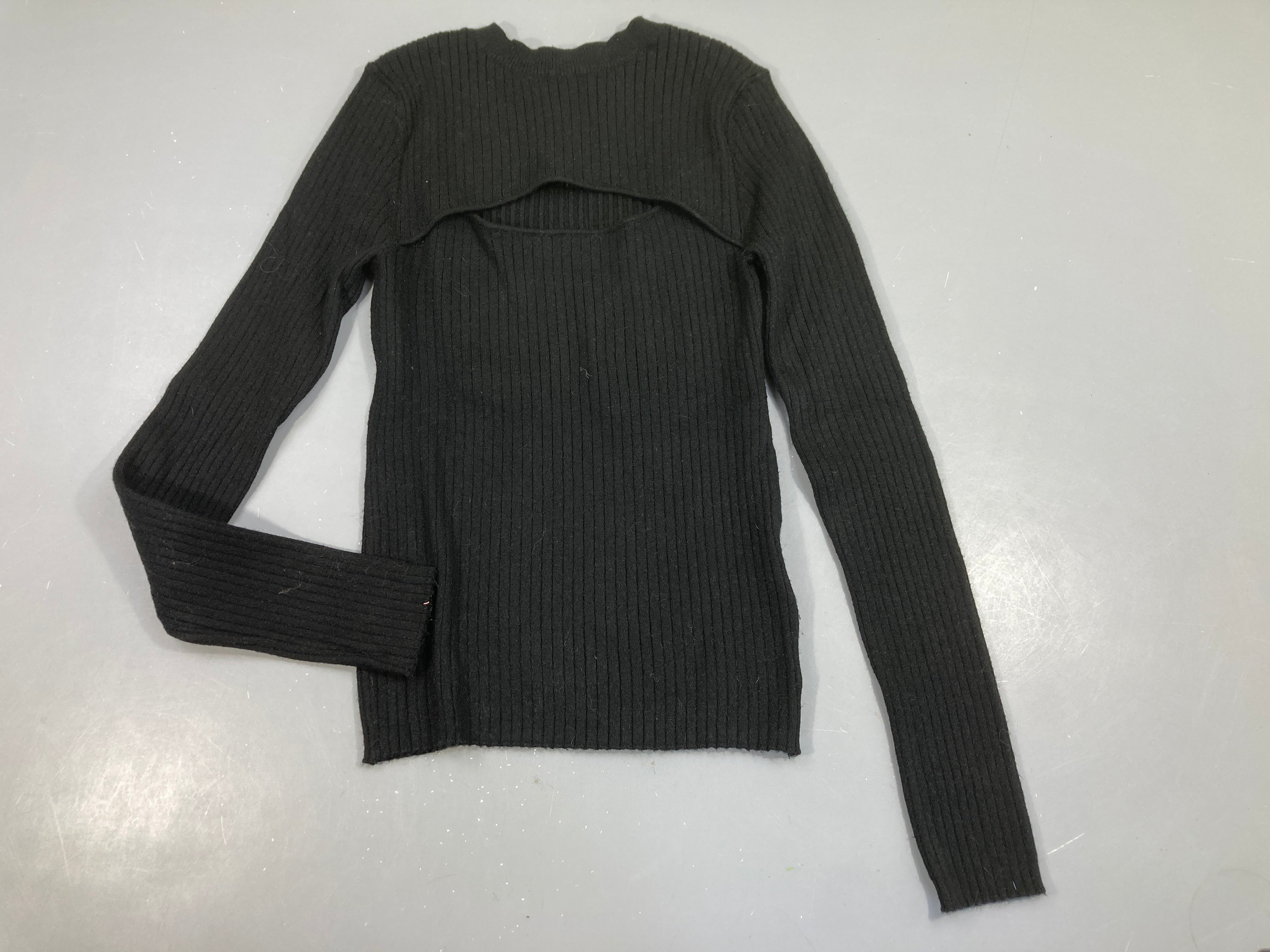 Pull mailles côtes noir