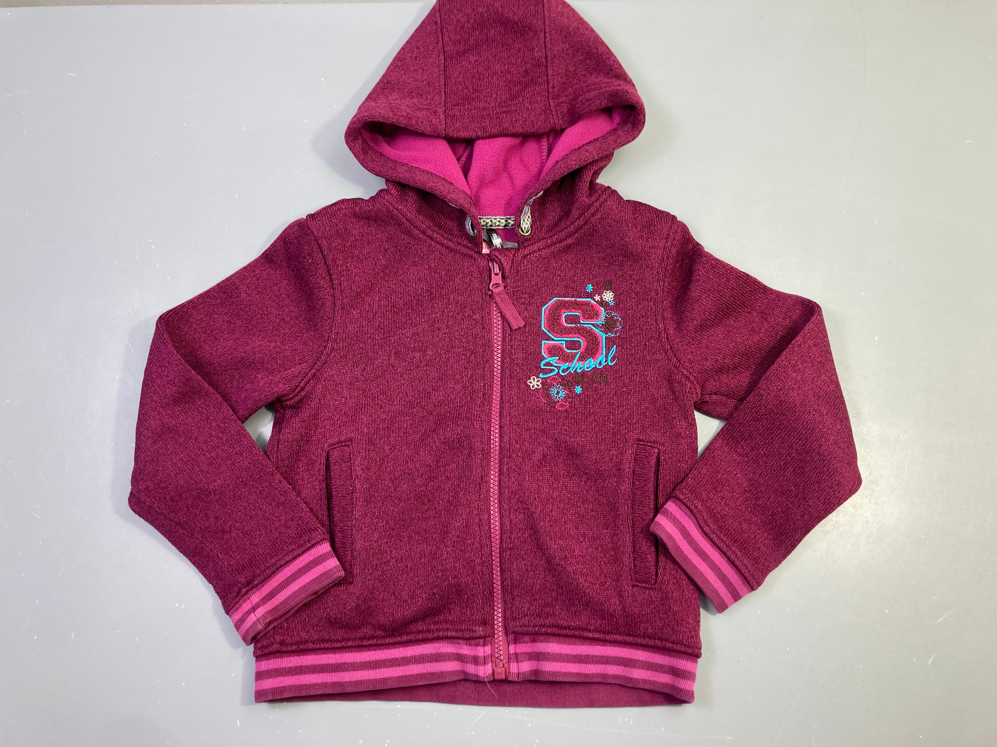 Gilet zippé capuche bordeaux 