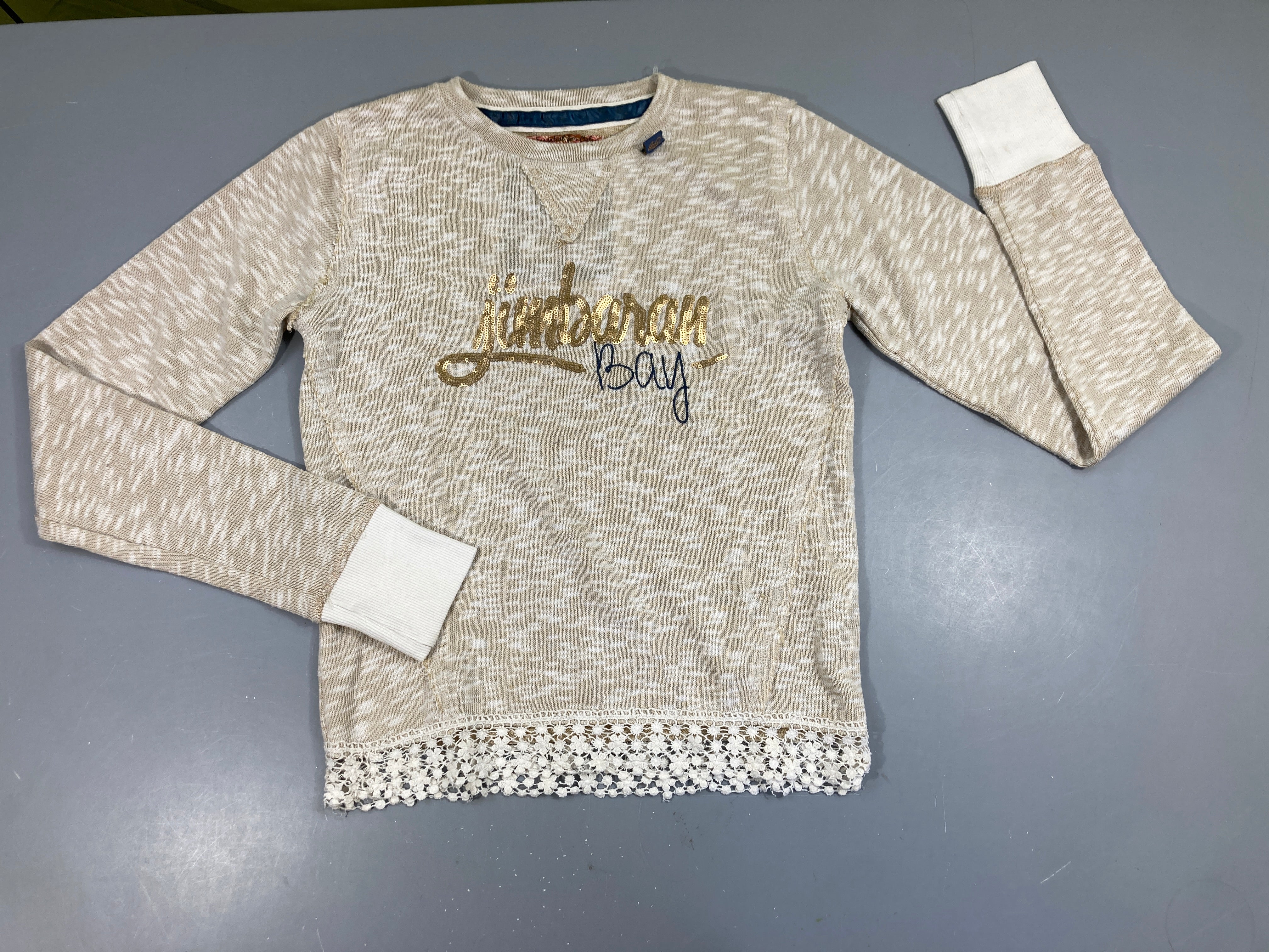 Pull léger beige flammé Jimbaran sequins