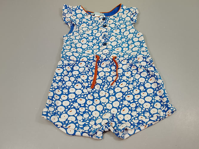Combishort bleue à fleurs blanches, moins cher chez Petit Kiwi