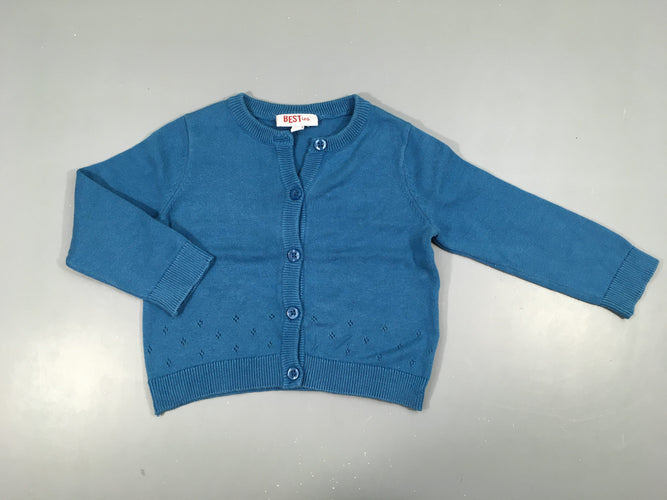 Gilet bleu, moins cher chez Petit Kiwi