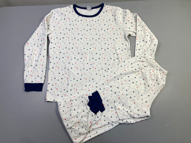 Pyjama blanc velours 2pcs écru imprimé lettres, moins cher chez Petit Kiwi