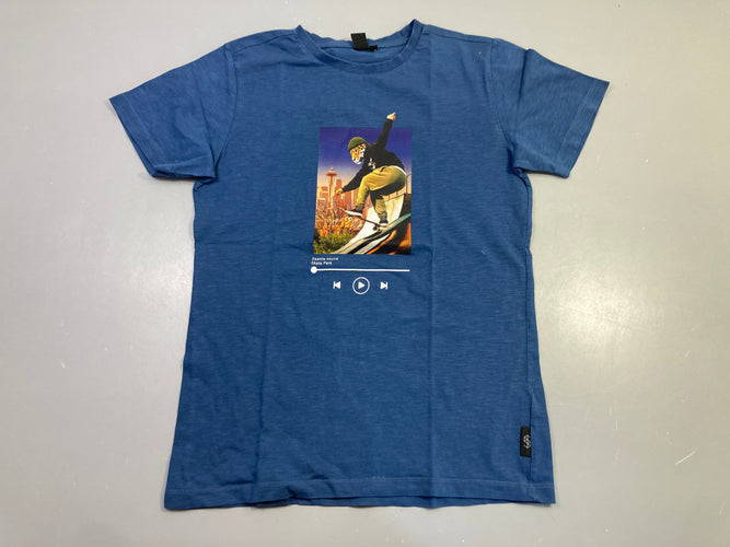 T-shirt m.c bleu skate imprimé, moins cher chez Petit Kiwi
