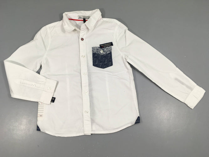 Chemise m.l blanche poche motif cachemire, moins cher chez Petit Kiwi