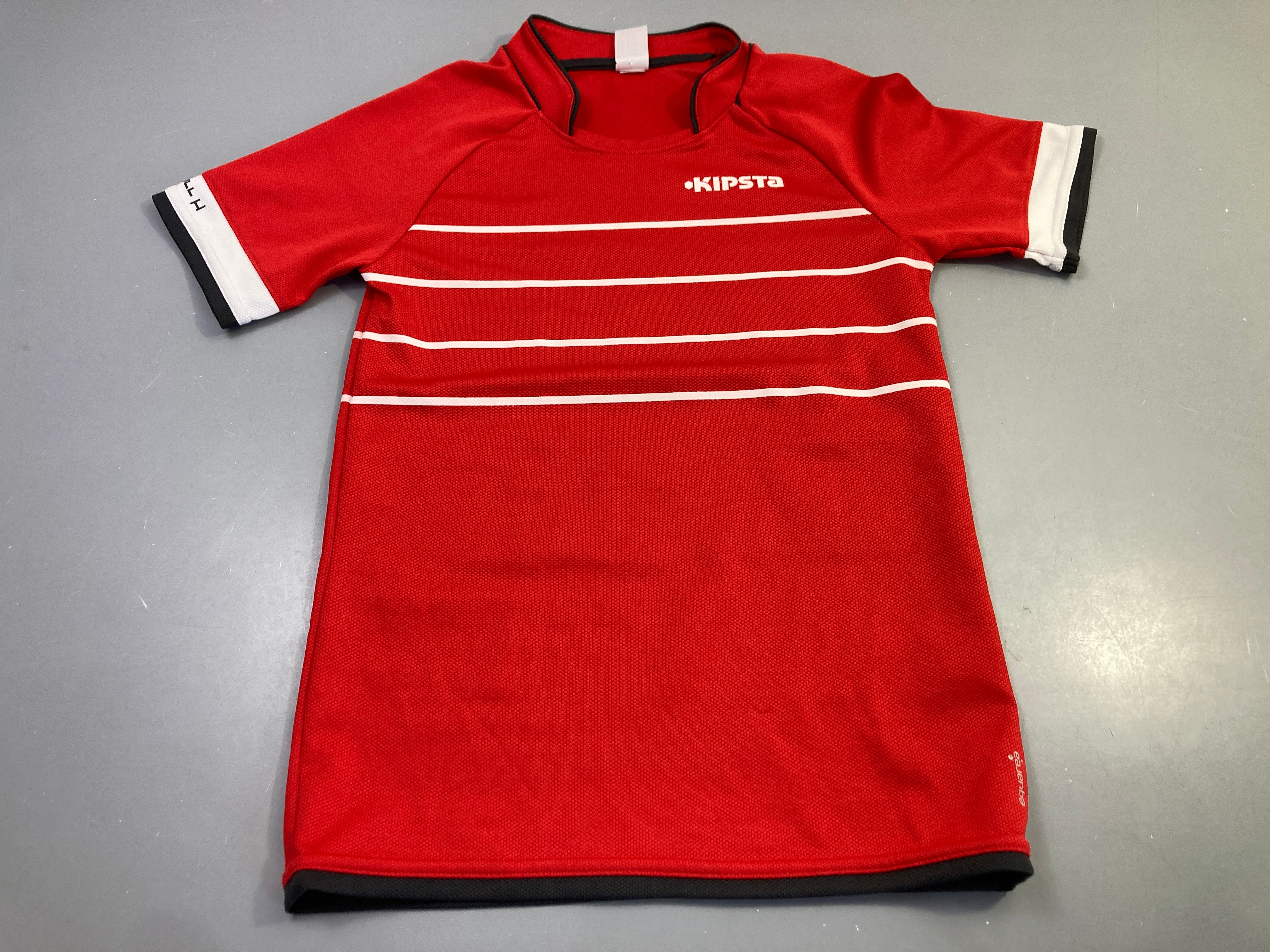 Maillot foot m.c rouge rayures blanches