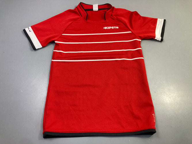 Maillot foot m.c rouge rayures blanches, moins cher chez Petit Kiwi