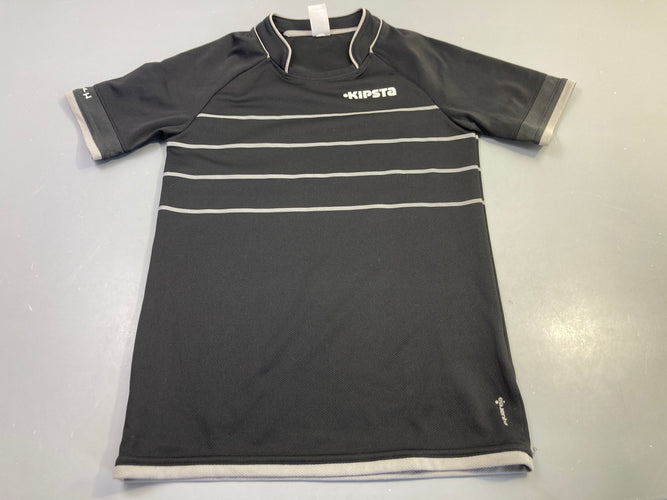 Maillot foot m.c noir rayures grises, moins cher chez Petit Kiwi