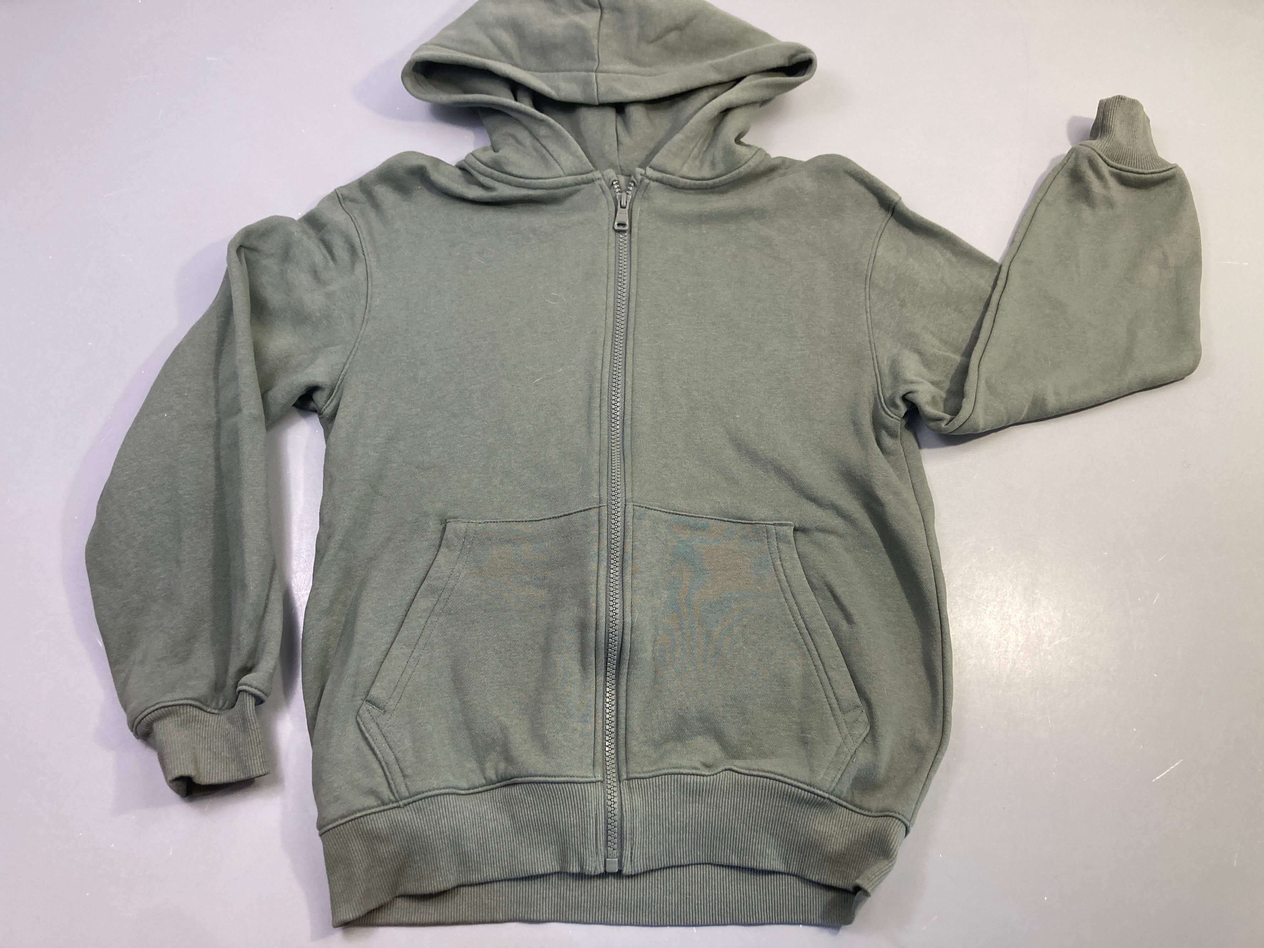 Sweat zippé capuche kaki