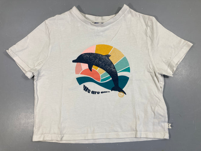 T-shirt m.c blanc cropped dauphin, moins cher chez Petit Kiwi