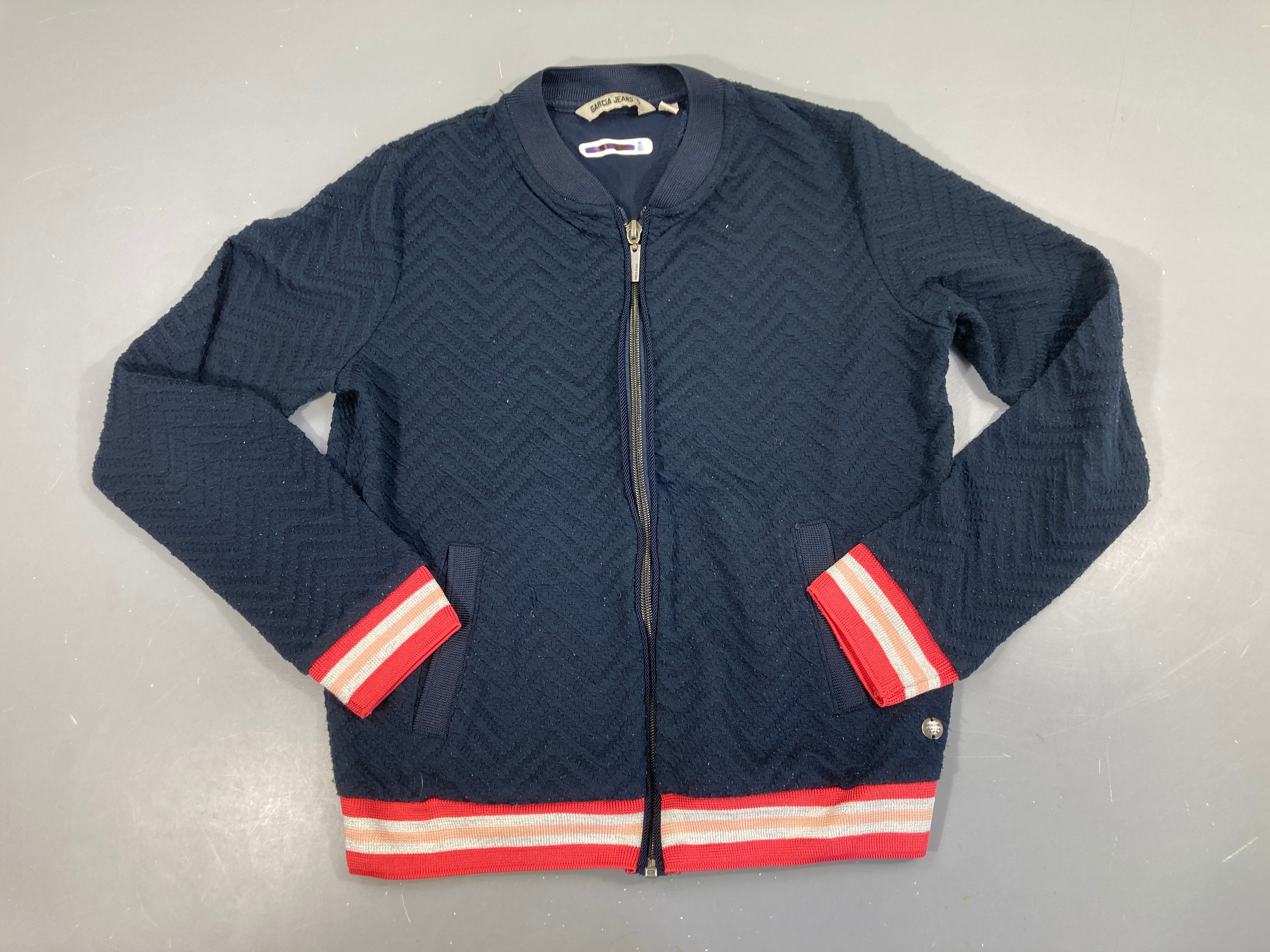 Sweat zippé texturé bleu foncé Bouloché