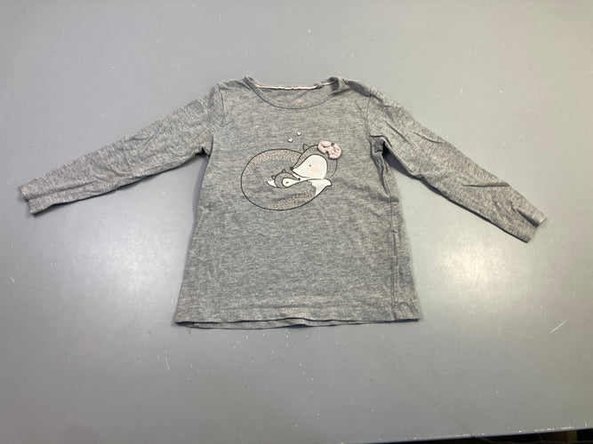 T-shirt m.l gris chiné renard, moins cher chez Petit Kiwi