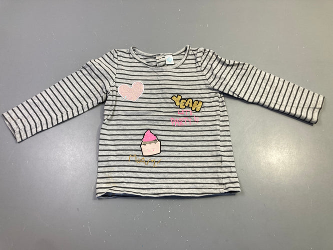 T-shirt m.l gris rayé fête Bouloché, moins cher chez Petit Kiwi