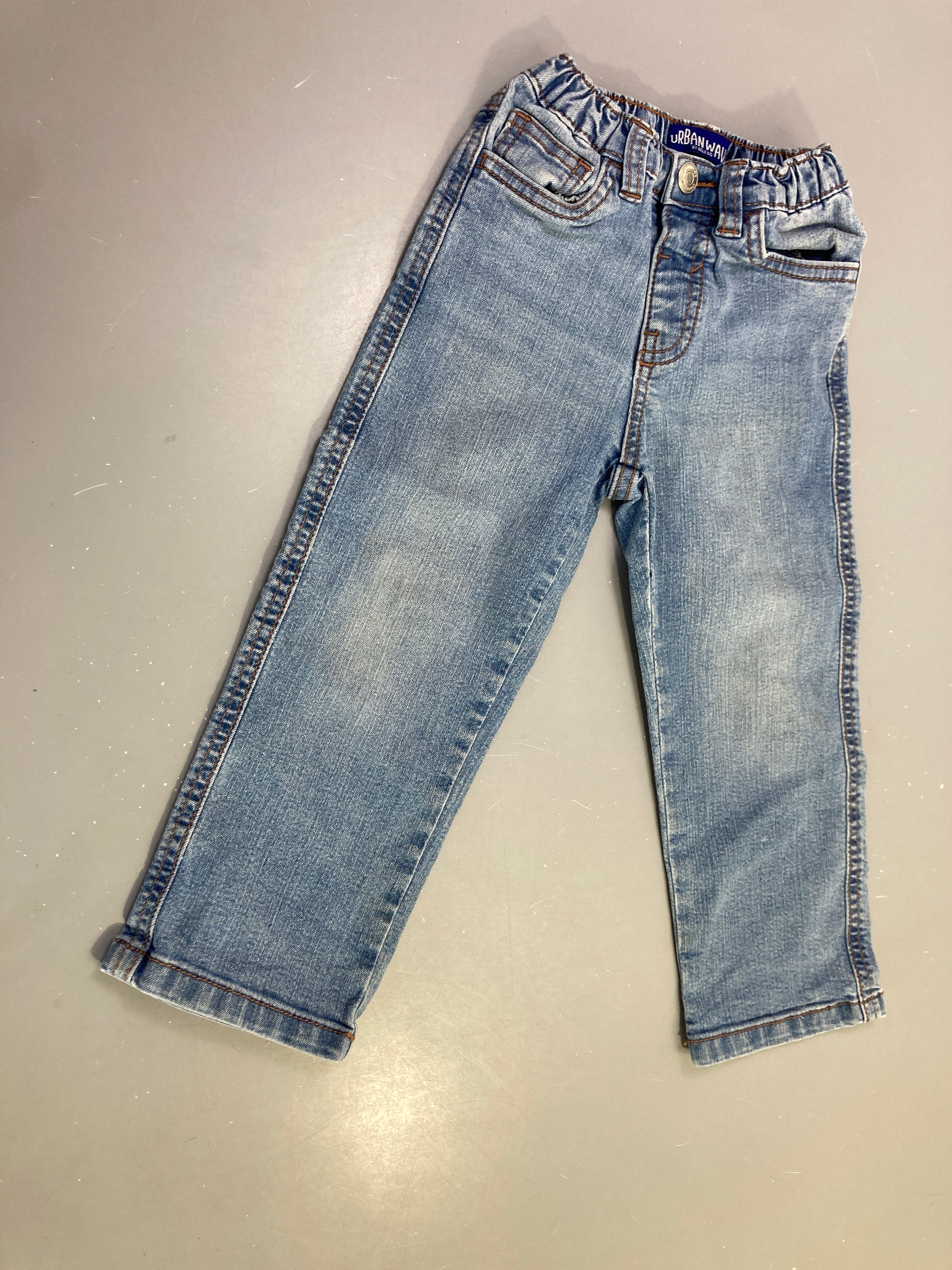 Pantalon jean bleu clair droit taille élastique