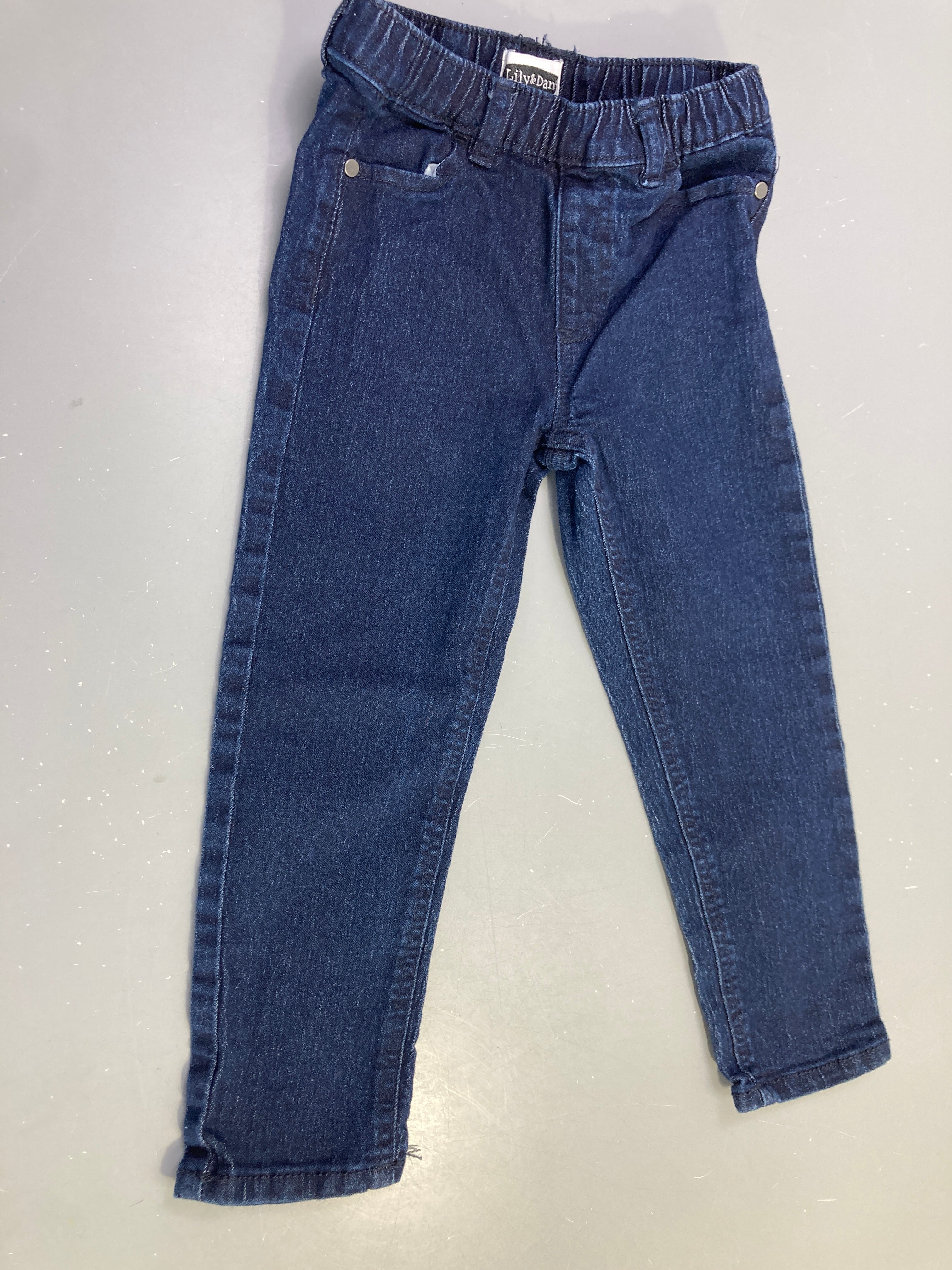 Pantalon jean bleu foncé droit taille élastique
