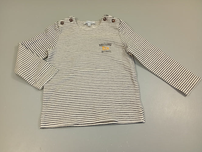 T-shirt m.l blanc rayé bleu marine "Portland district", moins cher chez Petit Kiwi