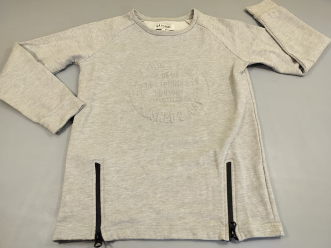 Sweat gris clair flammé Kaporal , 2 zips bleu marine sur le dessous, moins cher chez Petit Kiwi