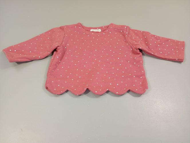 Sweat vieux rose à pois argentés, moins cher chez Petit Kiwi