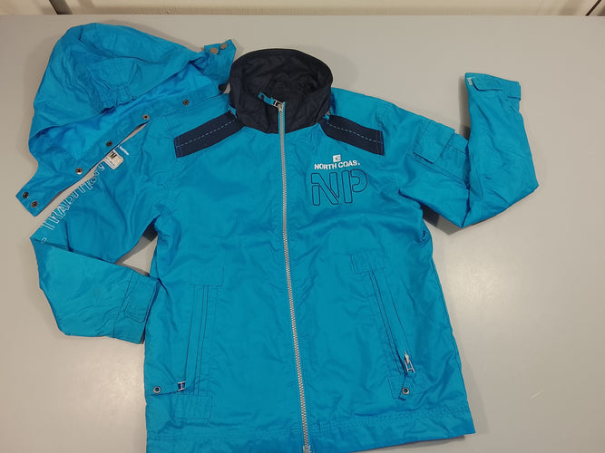 Veste  style coupe vent zippée à capuche ammovible, bleu marine/ bleu marine "NP", moins cher chez Petit Kiwi