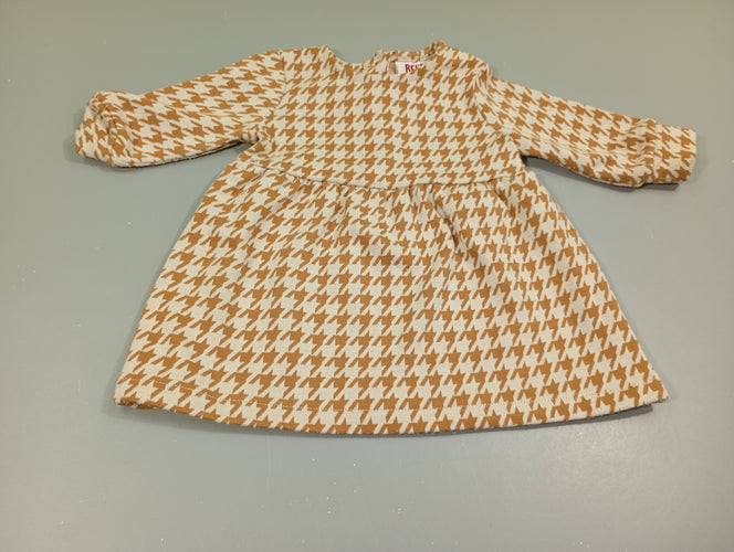 Robe m.l écrue  pied de poule jaune moutarde, moins cher chez Petit Kiwi