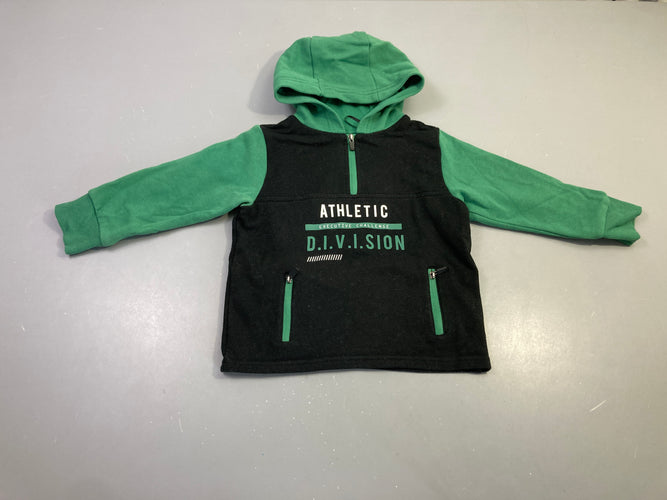 Sweat zippé capuche vert noir division, moins cher chez Petit Kiwi