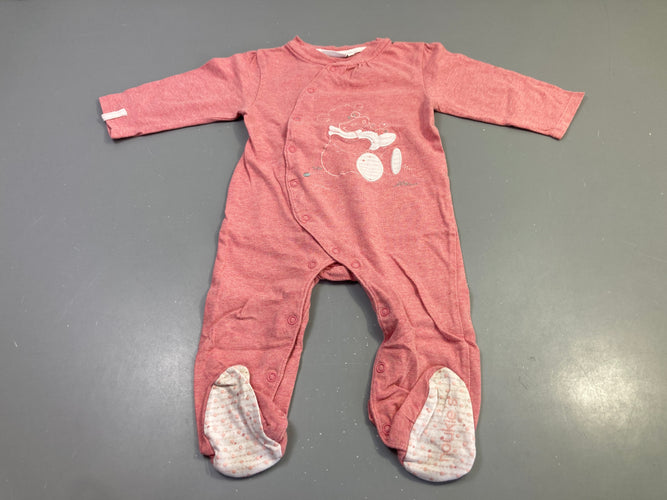 Pyjama rose chiné Vache, moins cher chez Petit Kiwi