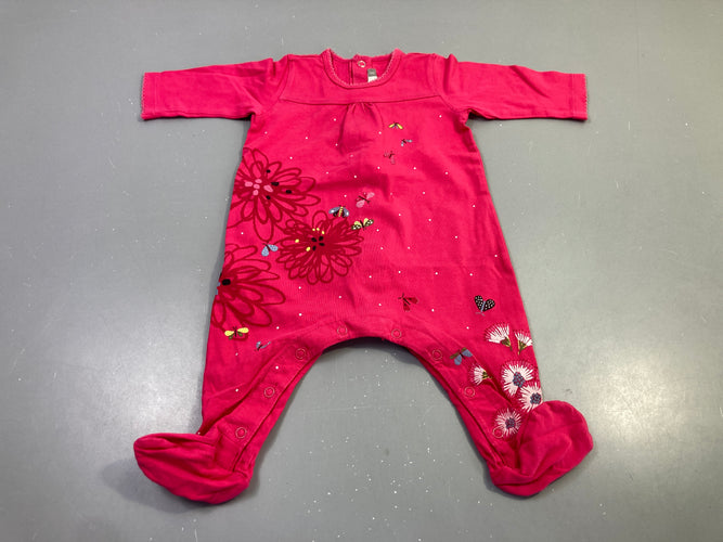 Pyjama fuchsia fleurs papillons, moins cher chez Petit Kiwi