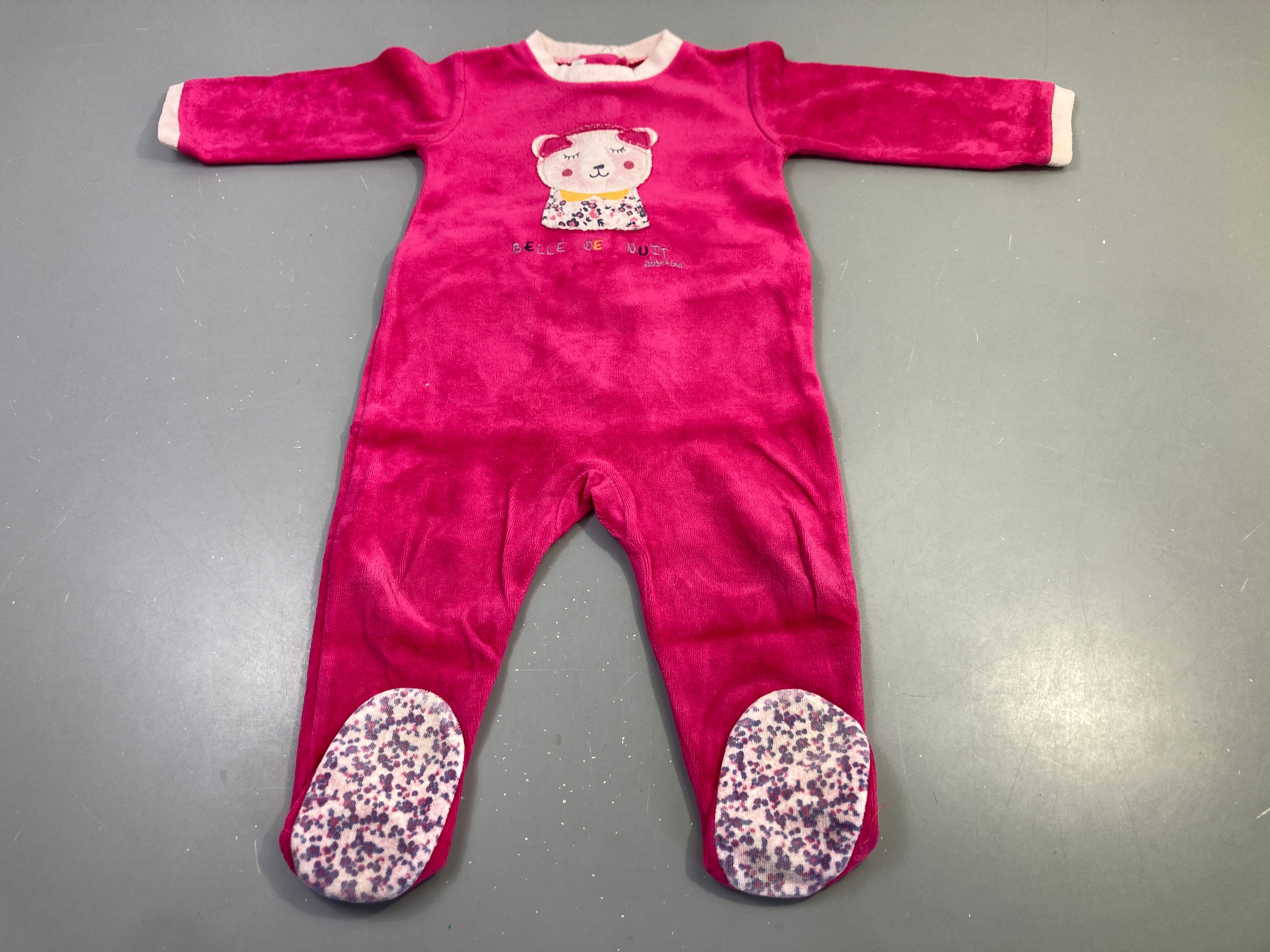 Pyjama velours fuchsia ourse Belle de Nuit