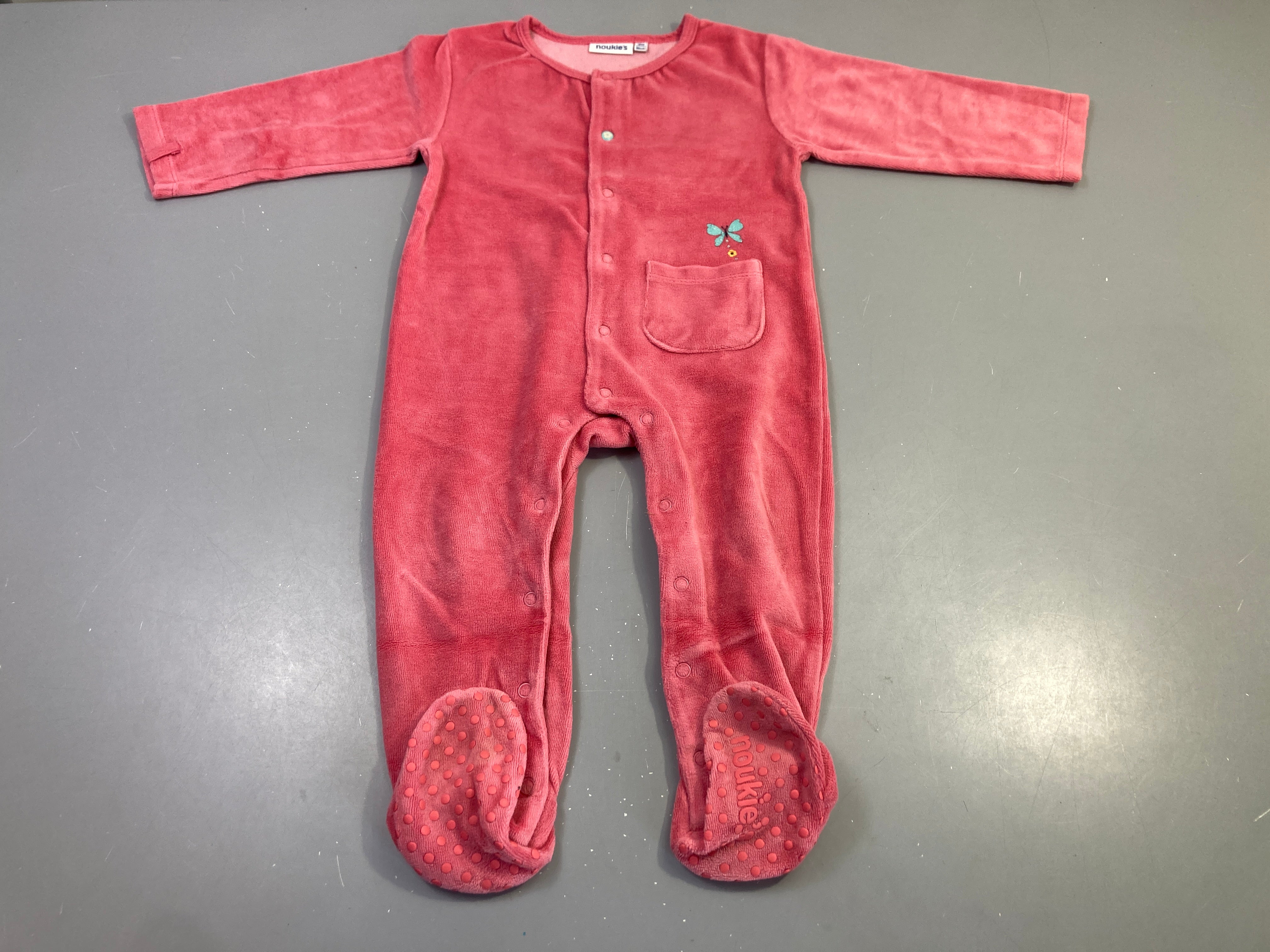 Pyjama velours corail poche papillon