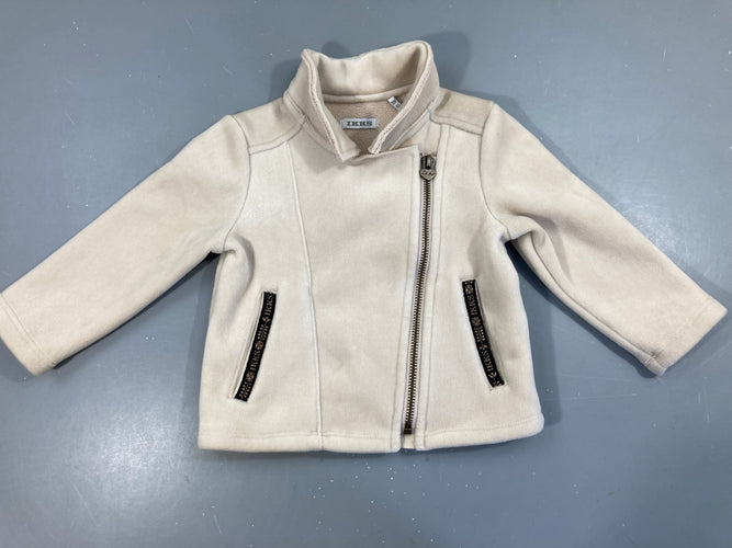 Gilet-veste velours/polar beige, moins cher chez Petit Kiwi
