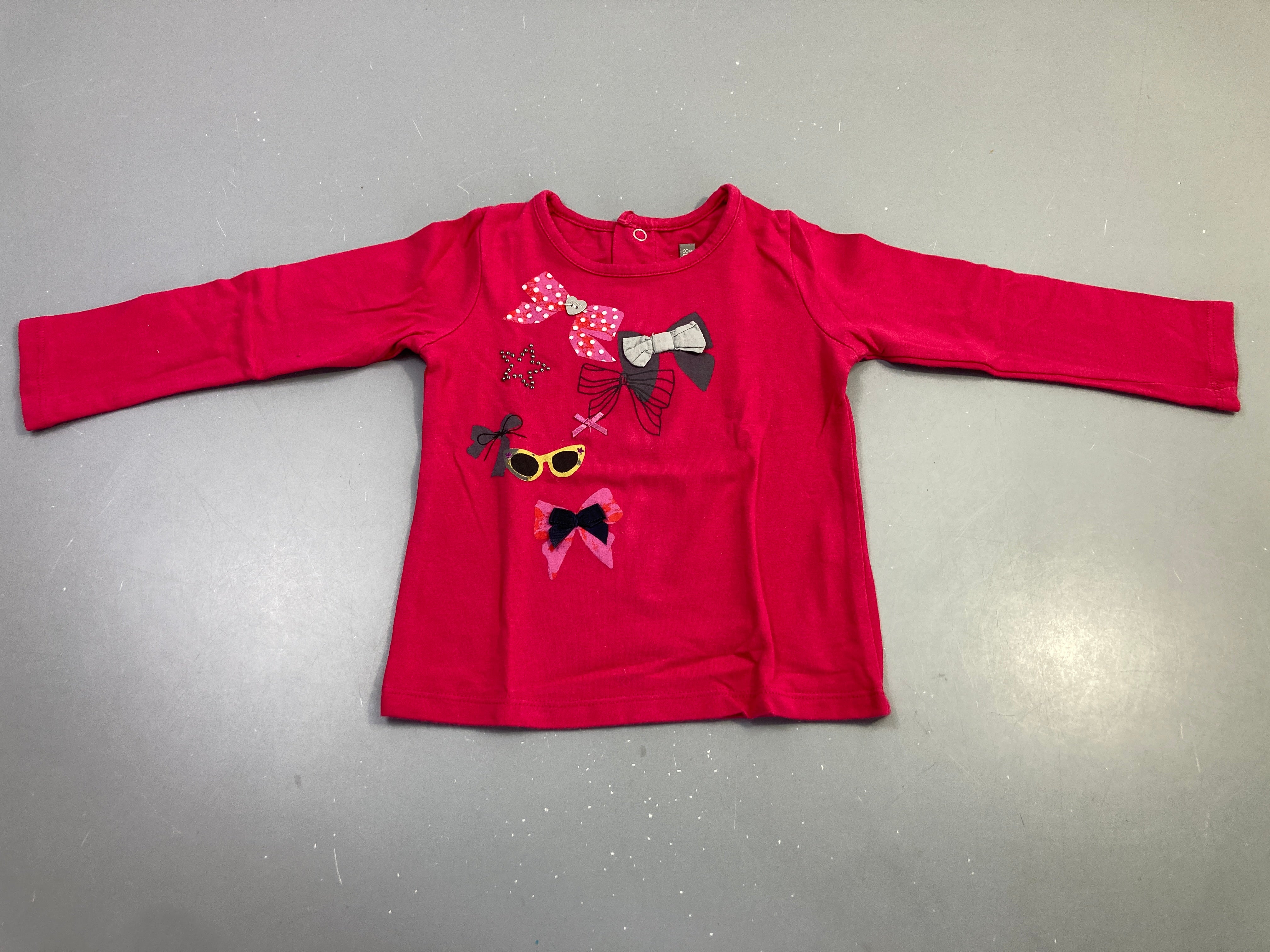 T-shirt m.l fuchsia nœuds étoile lunettes