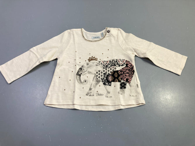 T-shirt m.l écru éléphant, moins cher chez Petit Kiwi