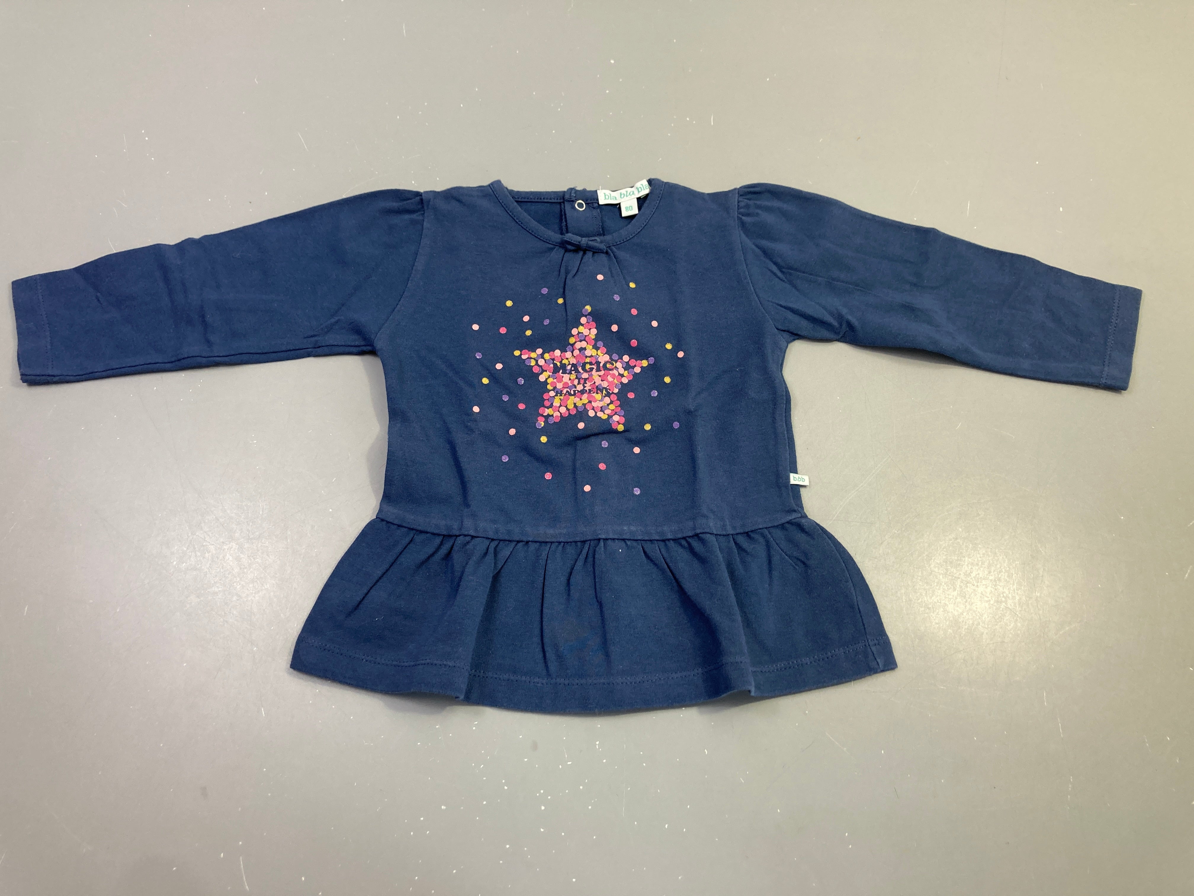 T-shirt m.l bleu marine étoile pois colorés