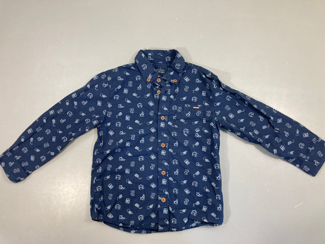 Chemise m.l bleu foncé explorateur, moins cher chez Petit Kiwi