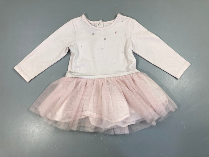 Robe m.l molleton tulle rose strass, moins cher chez Petit Kiwi