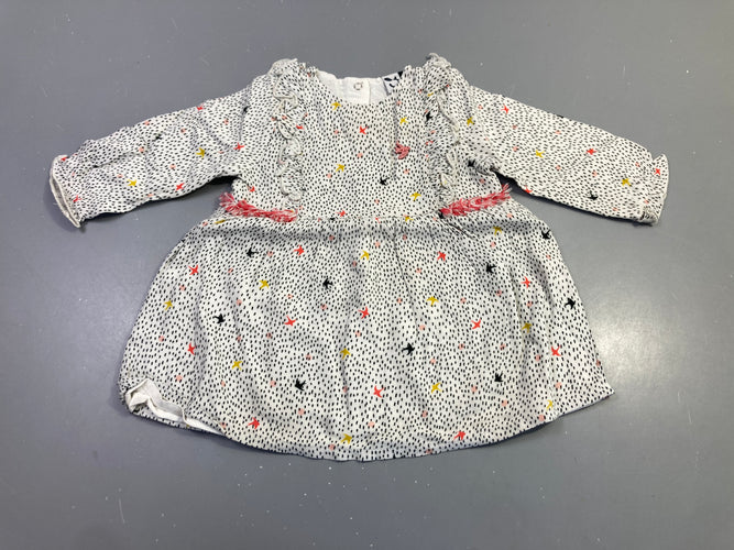 Robe m.l blanche motif oiseaux et étoiles, moins cher chez Petit Kiwi