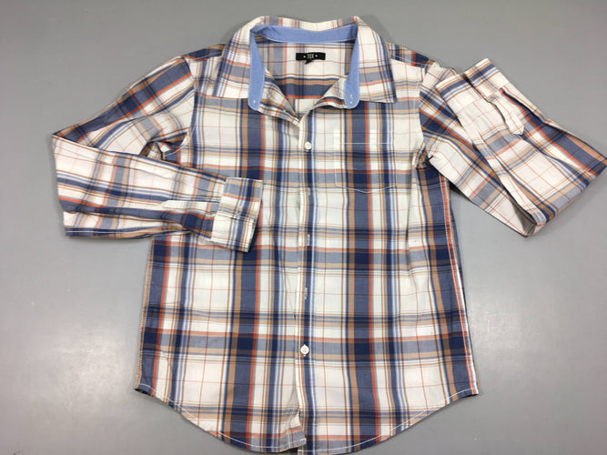Chemise m.l à carreaux blanc bleu orange, moins cher chez Petit Kiwi