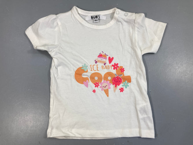 T-shirt m.c écru cool, moins cher chez Petit Kiwi