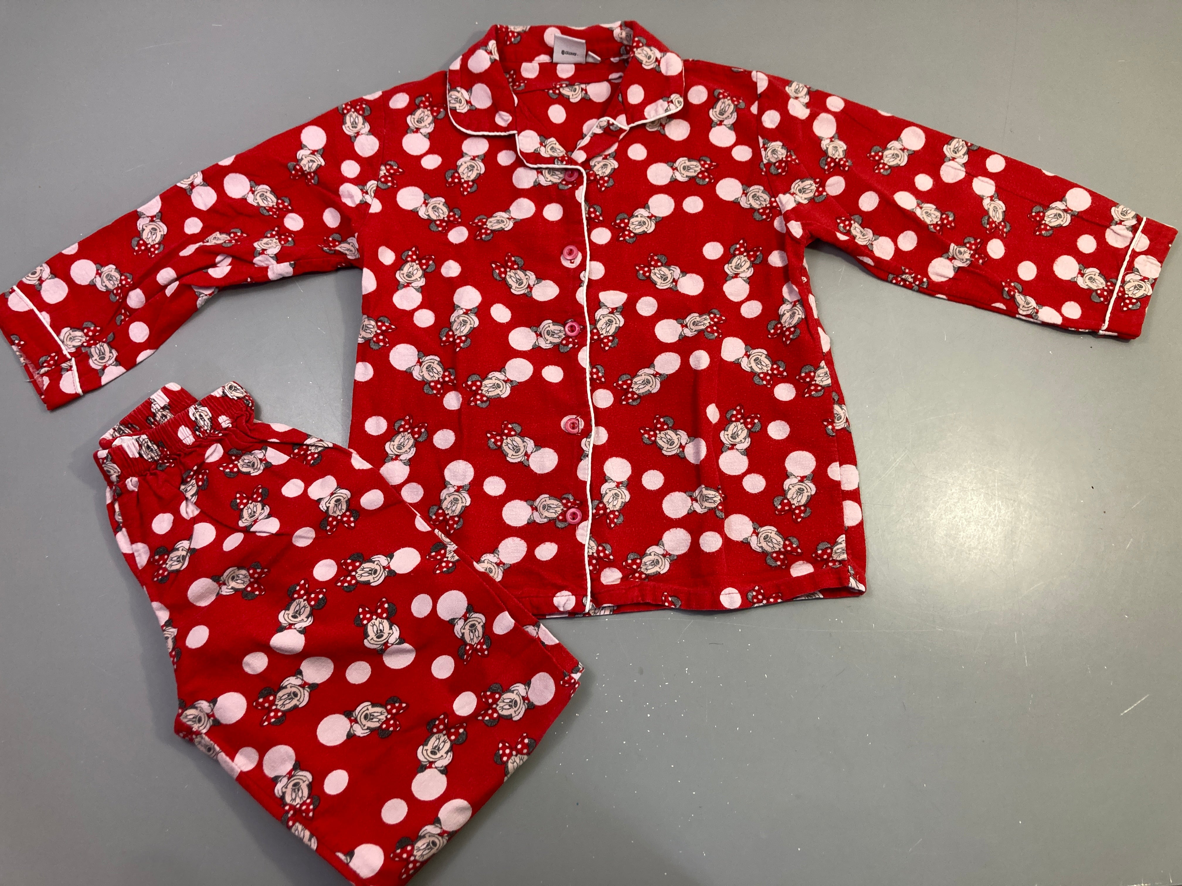 Pyjama 2pcs flanelle rouge pois Minnie