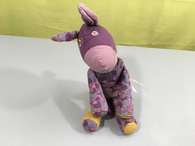 Peluche mauve âne, légèrement décolorée, moins cher chez Petit Kiwi