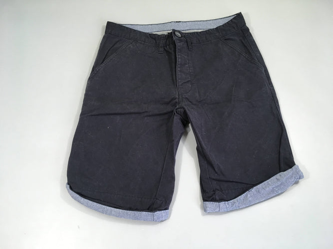 Bermuda bleu foncé chino à revers, moins cher chez Petit Kiwi
