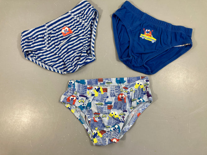 3 Slips bleus personnages, moins cher chez Petit Kiwi