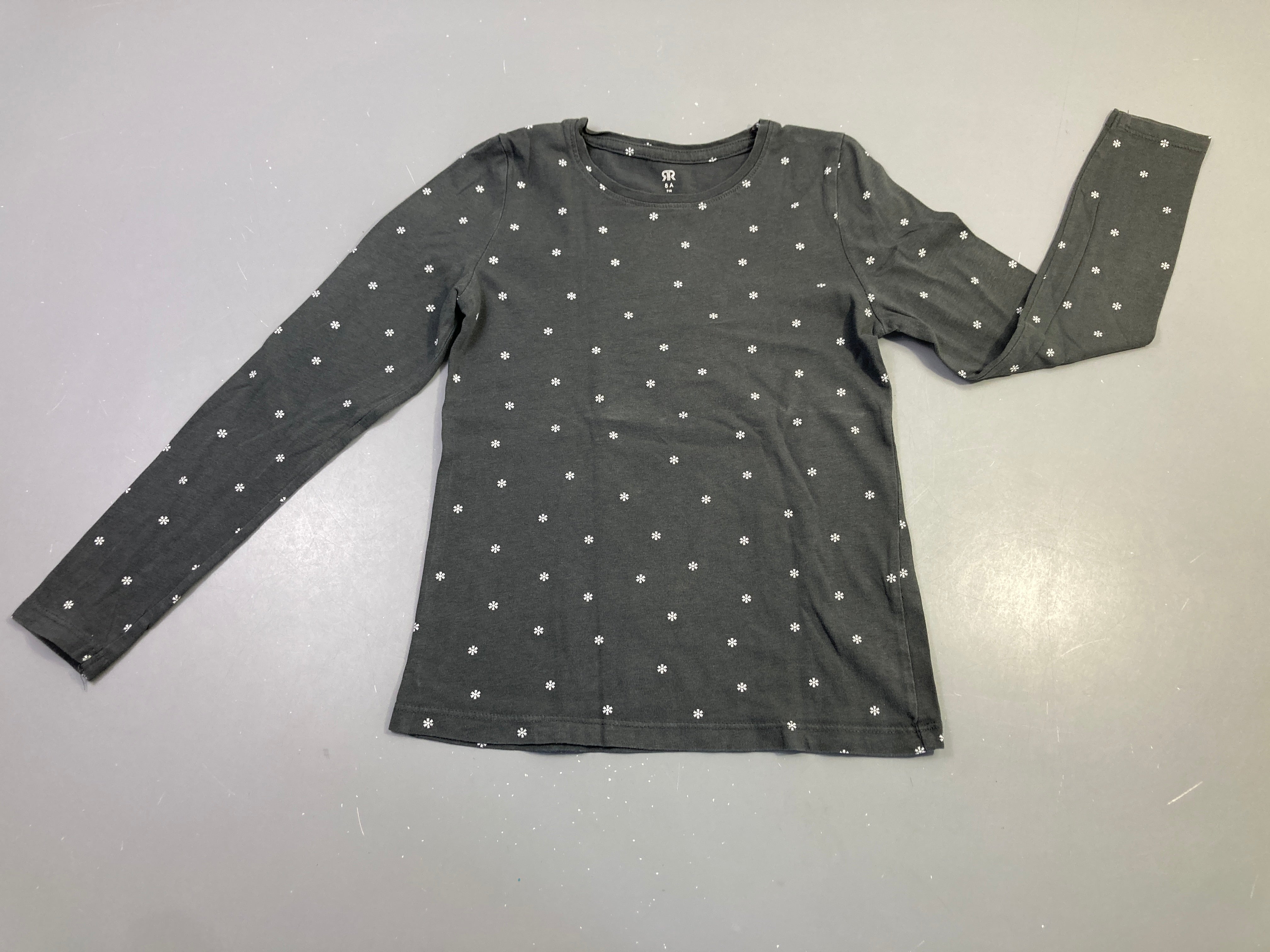 T-shirt m.l gris foncé fleurs blanches