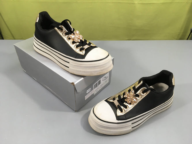 Baskets plateformes Jacobine noires/dorées papillon, 41, moins cher chez Petit Kiwi
