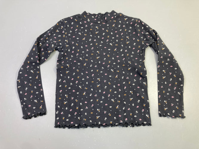 T-shirt m.l côtelé gris foncé fleurs, moins cher chez Petit Kiwi